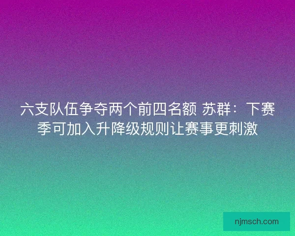 六支队伍争夺两个前四名额 苏群：下赛季可加入升降级规则让赛事更刺激