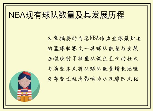 NBA现有球队数量及其发展历程